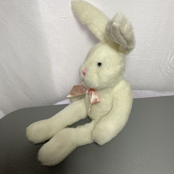 Kellogg Co. 1997 Plush Bunny 15" Rabbit White Pink Ribbon Stuffed Animal - Picture 6 of 8